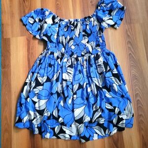 Free People Louise Smocked Floral off the shoulder mini dress